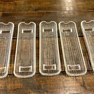 Set of 5 Clear Glass Corn on the Cob Serving Trays